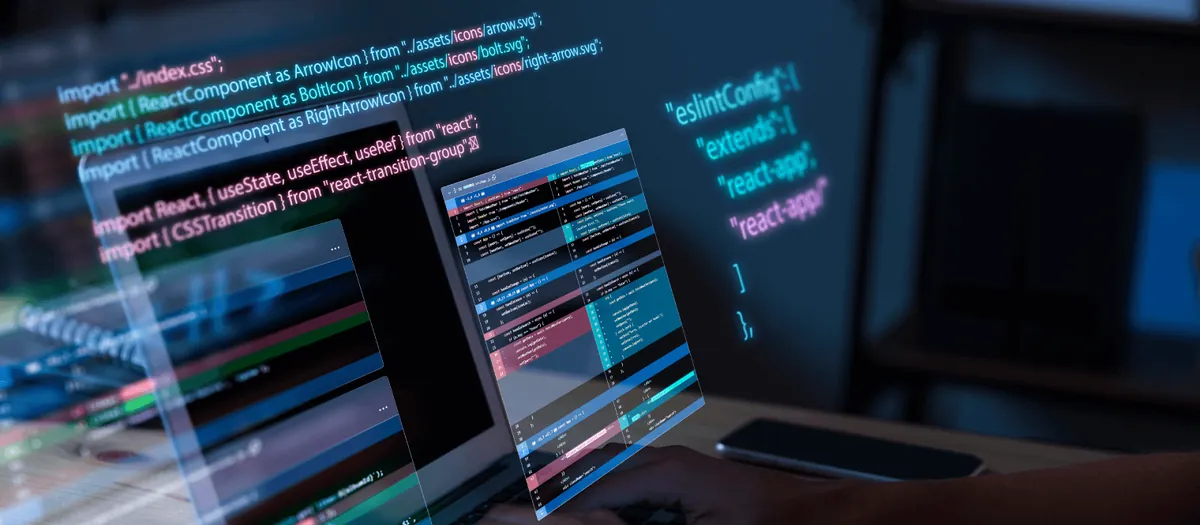Code editor windows showing application source code